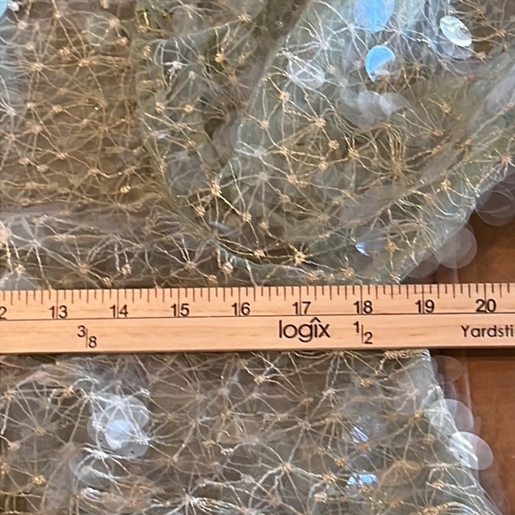 ASOS EDITION SEQUINED SHEER PART DRESS SZ 0 OVERSIZED MINT GREEN GOLD THREADING - Picture 9 of 10